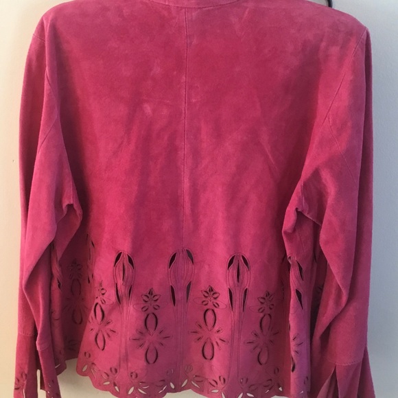 ☃️ Pink Suede Jacket Top Size M - Picture 7 of 13